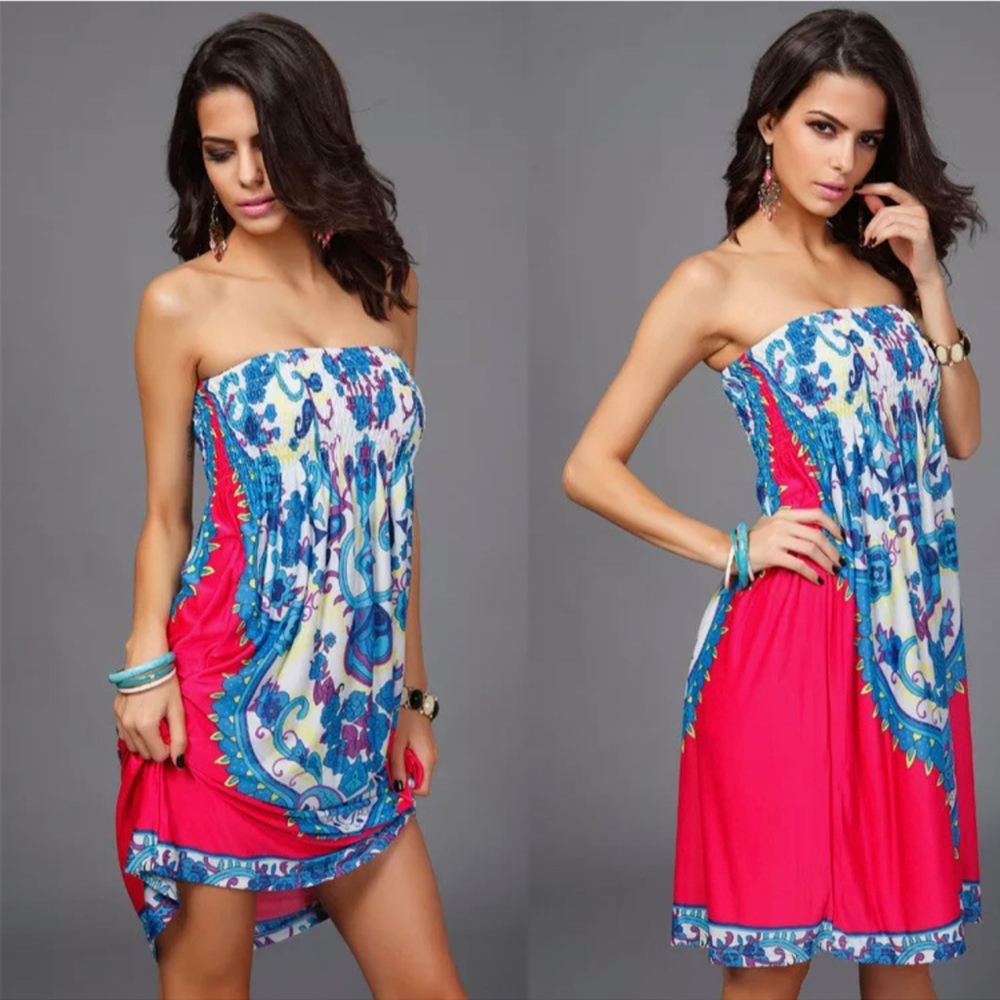 SUMMER BEACH WRAPPED TUBE STRAPLESS SEXY DRESS - Picture 3 of 8